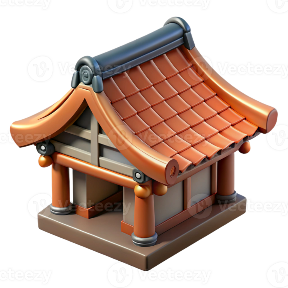 captivating mysterious surreal Traditional Japanese house roof tile, with Transparent Background fine detail png