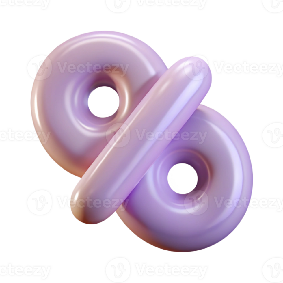 beautiful avant-garde A single, floating percentage symbol made of translucent plastic with Transparent Background high resolution png