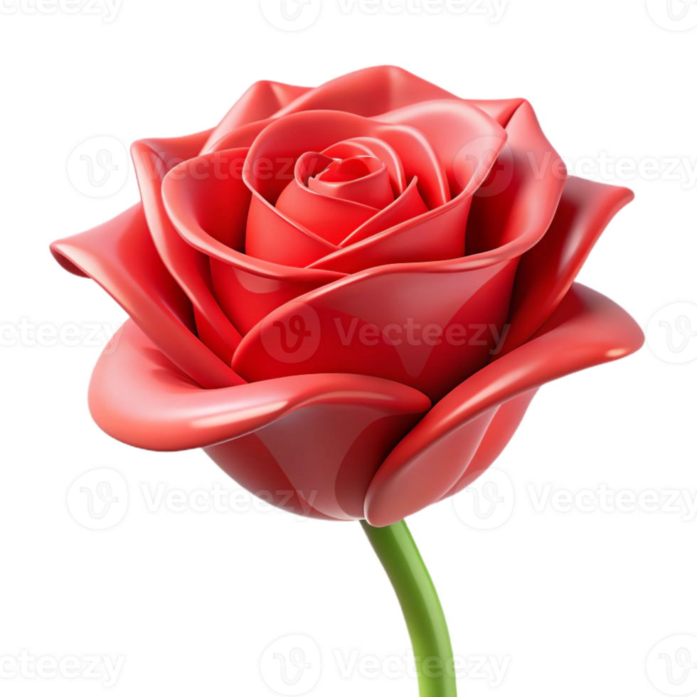 calm elegant A single red rose, stylized, abstract art with Transparent Background impeccable png
