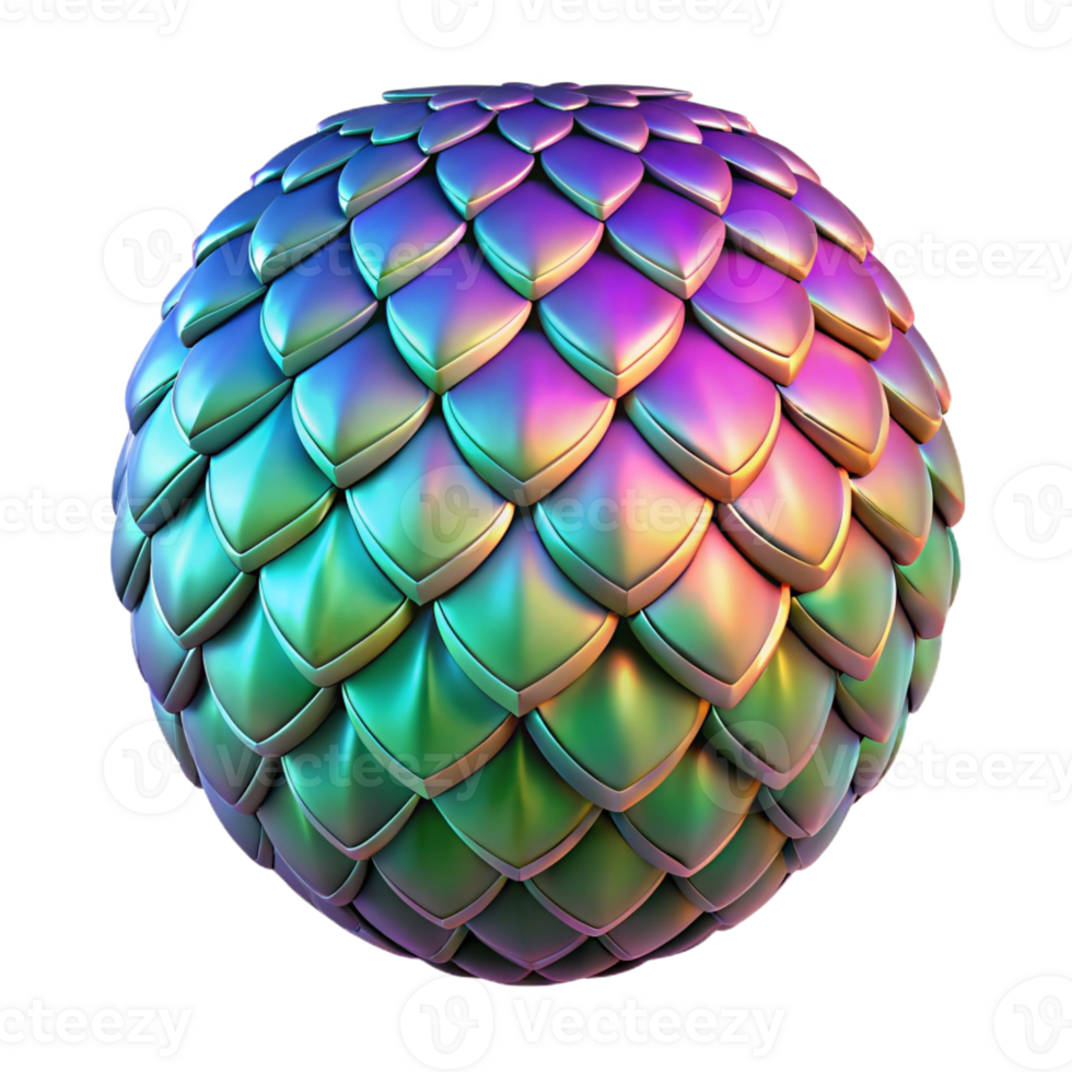 captivating geometric Hyper-specific, professional render of a dragon scale, iridescent and shimmering with Transparent Background exclusive png