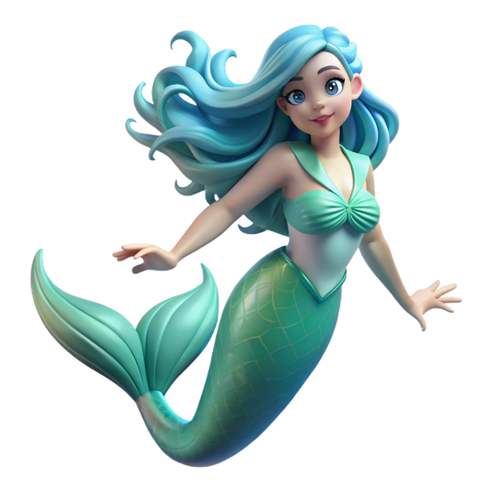 elegant classic A Graceful Mermaid with Flowing Turquoise premium png