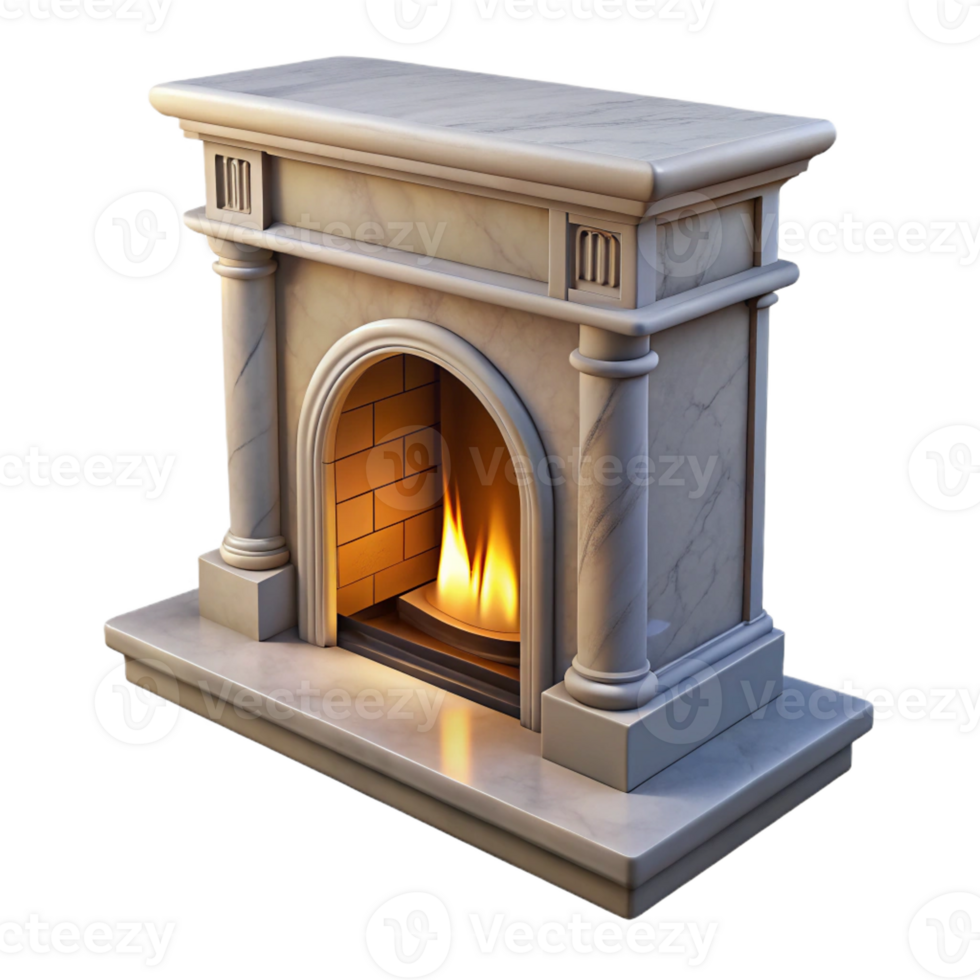elegant rustic Ultra-detailed professional render of a single, marble fireplace mantelpiece with Transparent Background expertly shot png