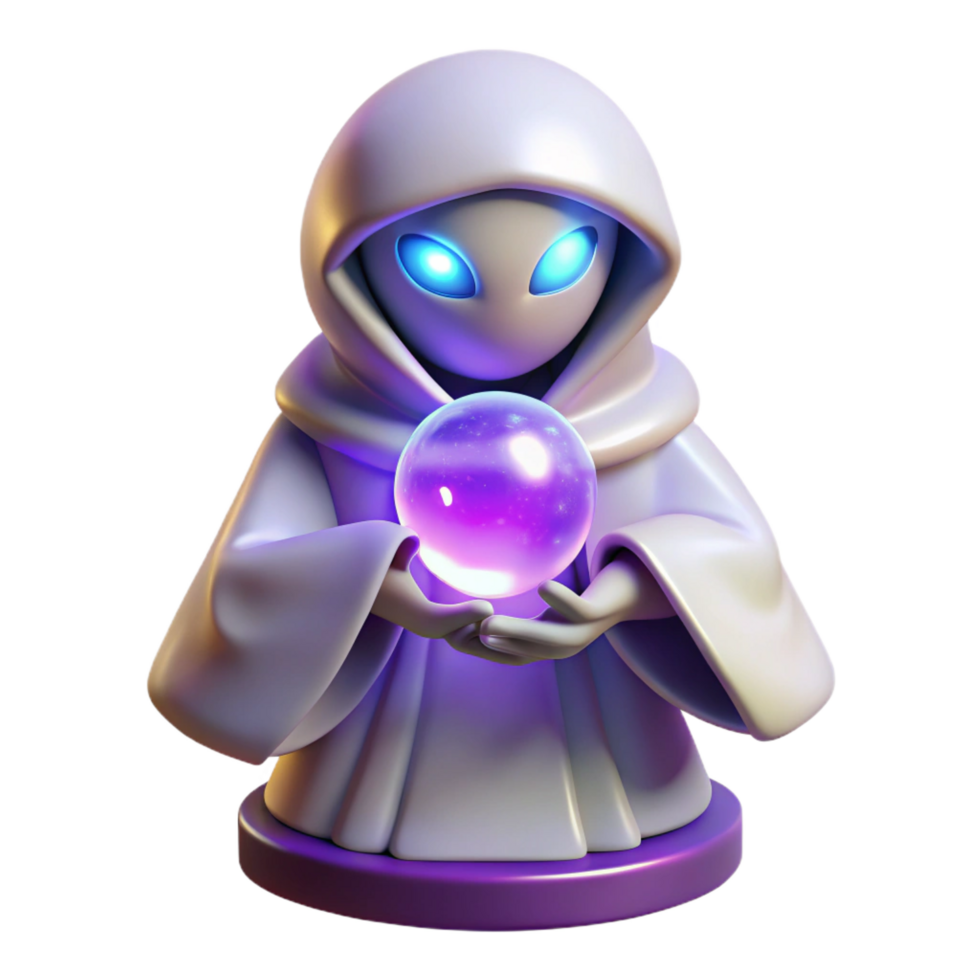 extraordinary artistic A Mysterious Oracle with Glowing Purple high quality png