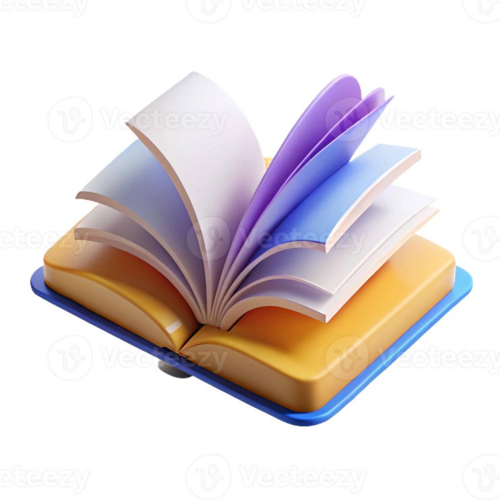 acclaimed minimalist An open book, pages turning, dynamic abstract with Transparent Background fine detail png