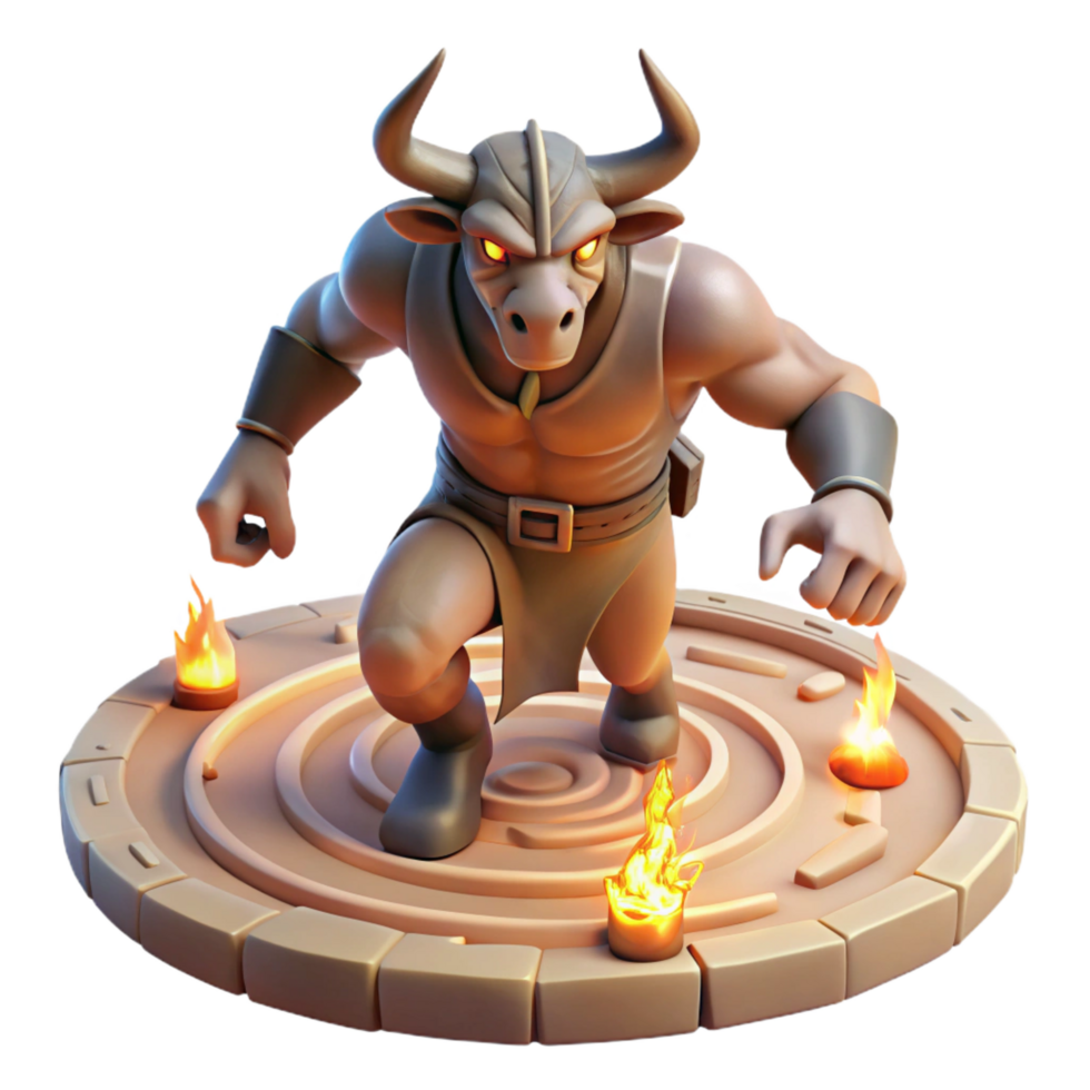 impressive traditional A Ferocious Minotaur with the Head of a premium png