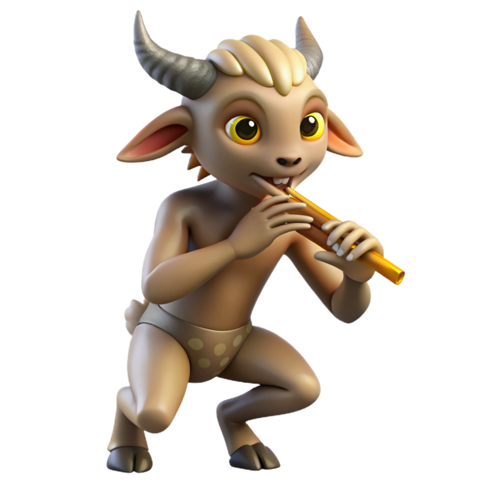 vibrant rustic A Mischievous Satyr with Goat Legs and a detailed png