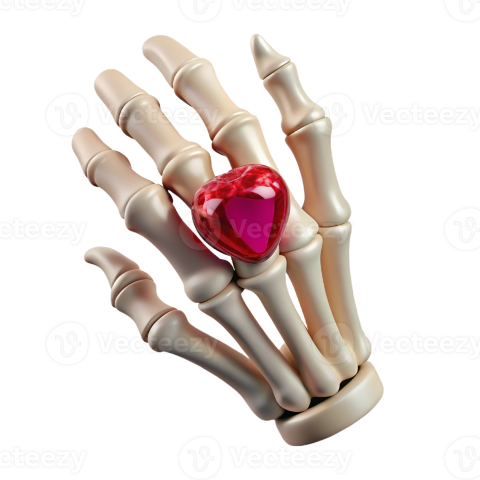 captivating celebrated Photorealistic, ultra-detailed, isolated cutout of a single, withered, skeletal hand clutching a ruby ring with Transparent Background png