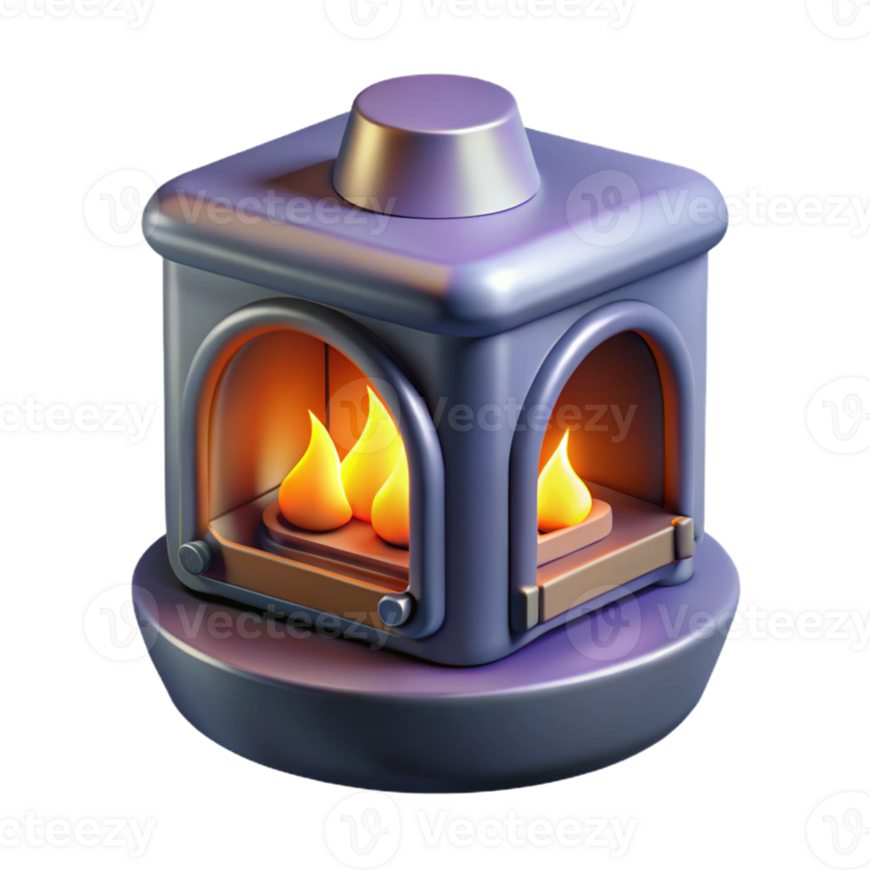 ethereal beautiful Concept art style isolated cutout of a plasma-powered, futuristic fireplace insert with Transparent Background original png