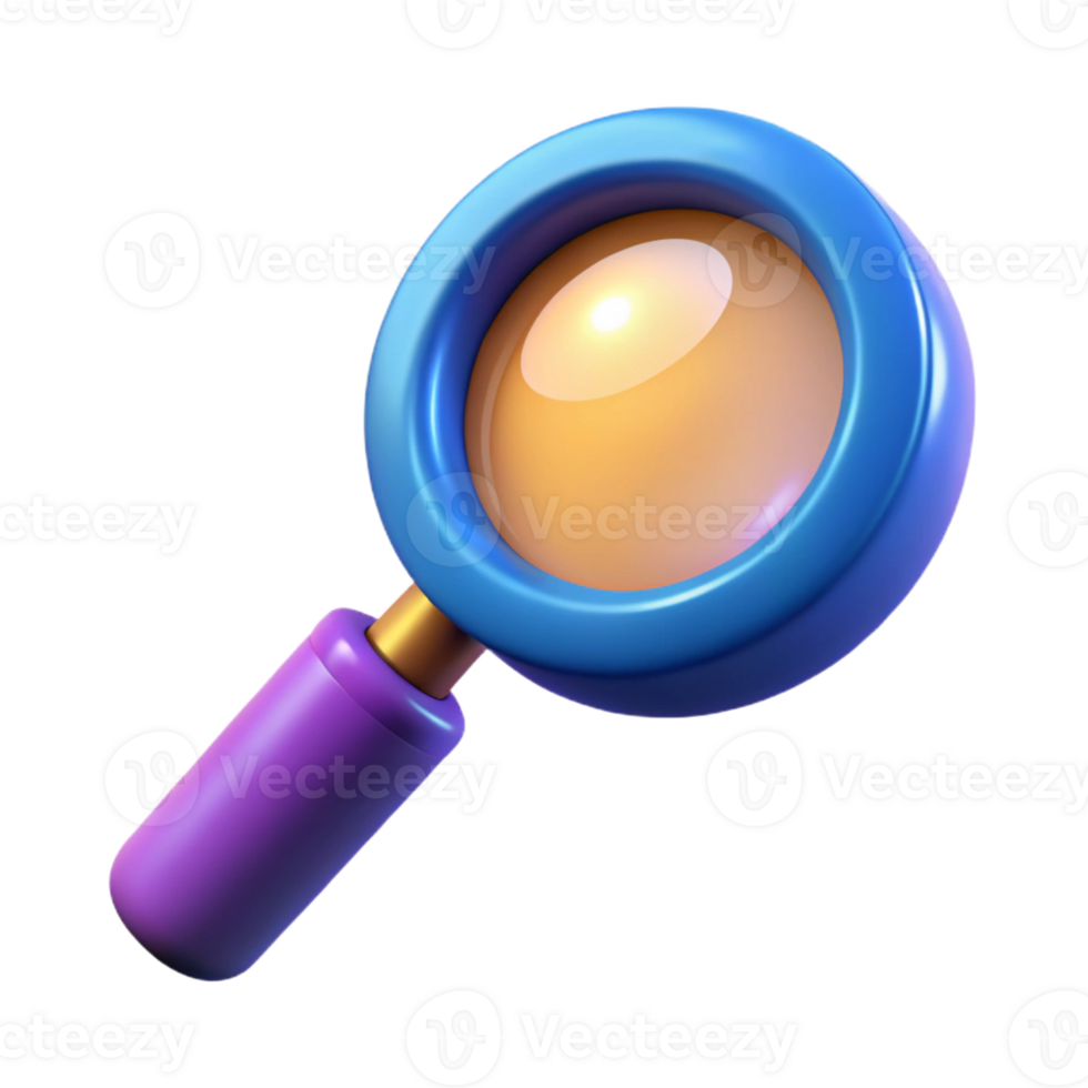 elegant traditional A stylized, abstract magnifying glass with a glowing lens with Transparent Background handcrafted png