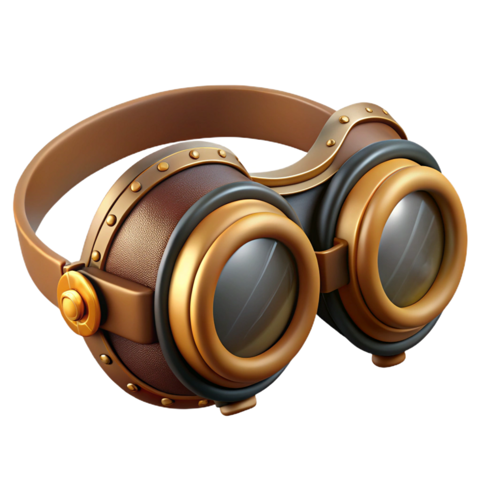 magnificent rustic A Steampunk Goggles Leather and Brass 4K png