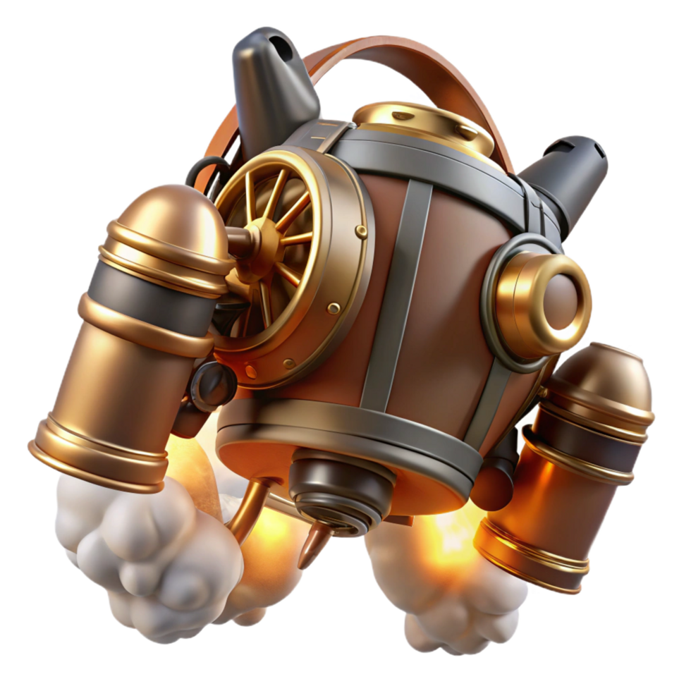 dramatic rustic A Steampunk Jetpack with Large Brass high quality png
