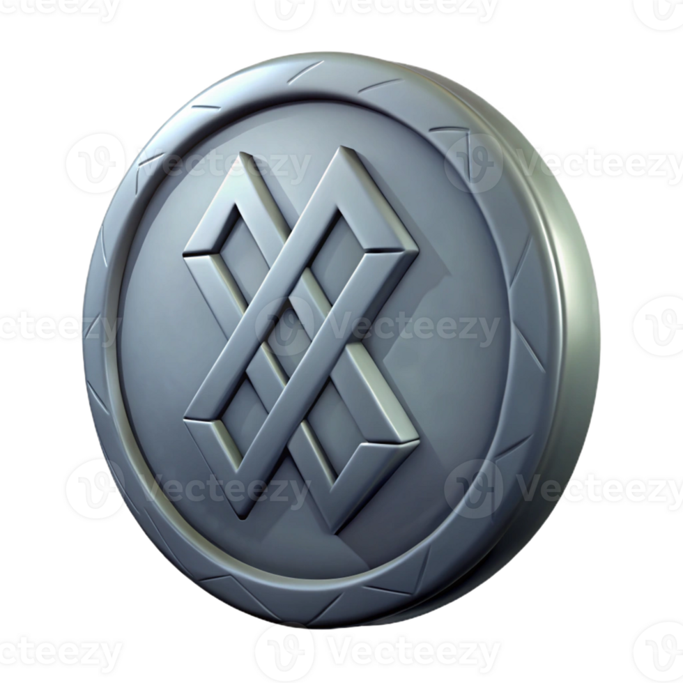alluring nordic A single, ancient coin, engraved with runes with Transparent Background perfect clarity png