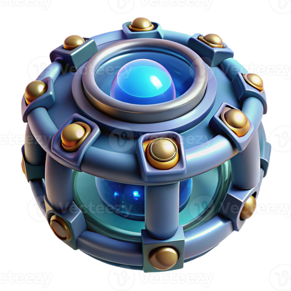 dramatic pristine Ultra-detailed, hyper-specific professional render of a futuristic energy cell with visible internal components, isolated cutout with Transparent Background top-tier png