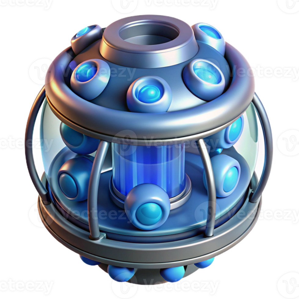ethereal striking Ultra-detailed, hyper-specific professional render of a futuristic energy cell with visible internal components, isolated cutout with Transparent Background top-tier png