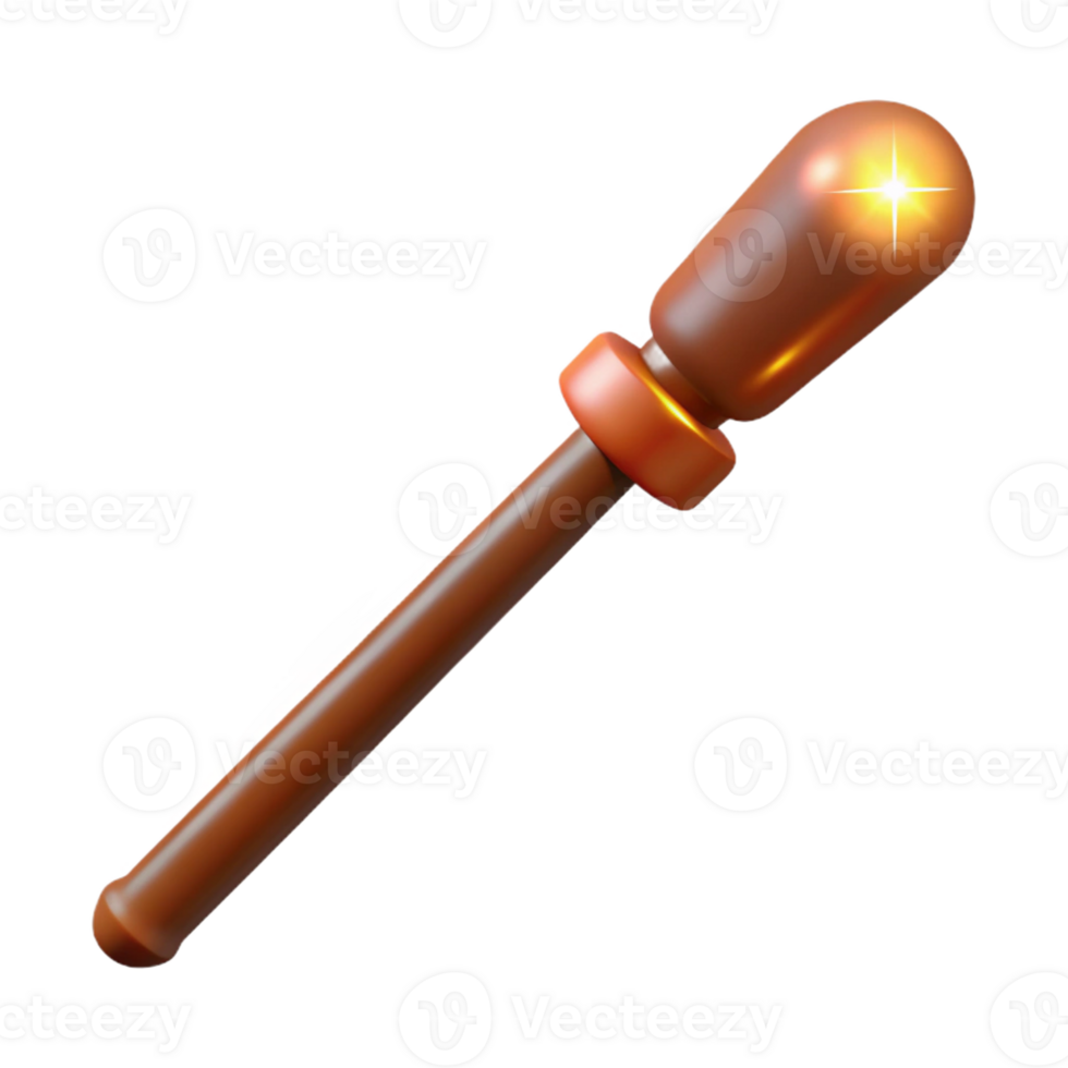 breathtaking reflective organic A simple wooden wand, emitting a faint glow with Transparent Background high quality png