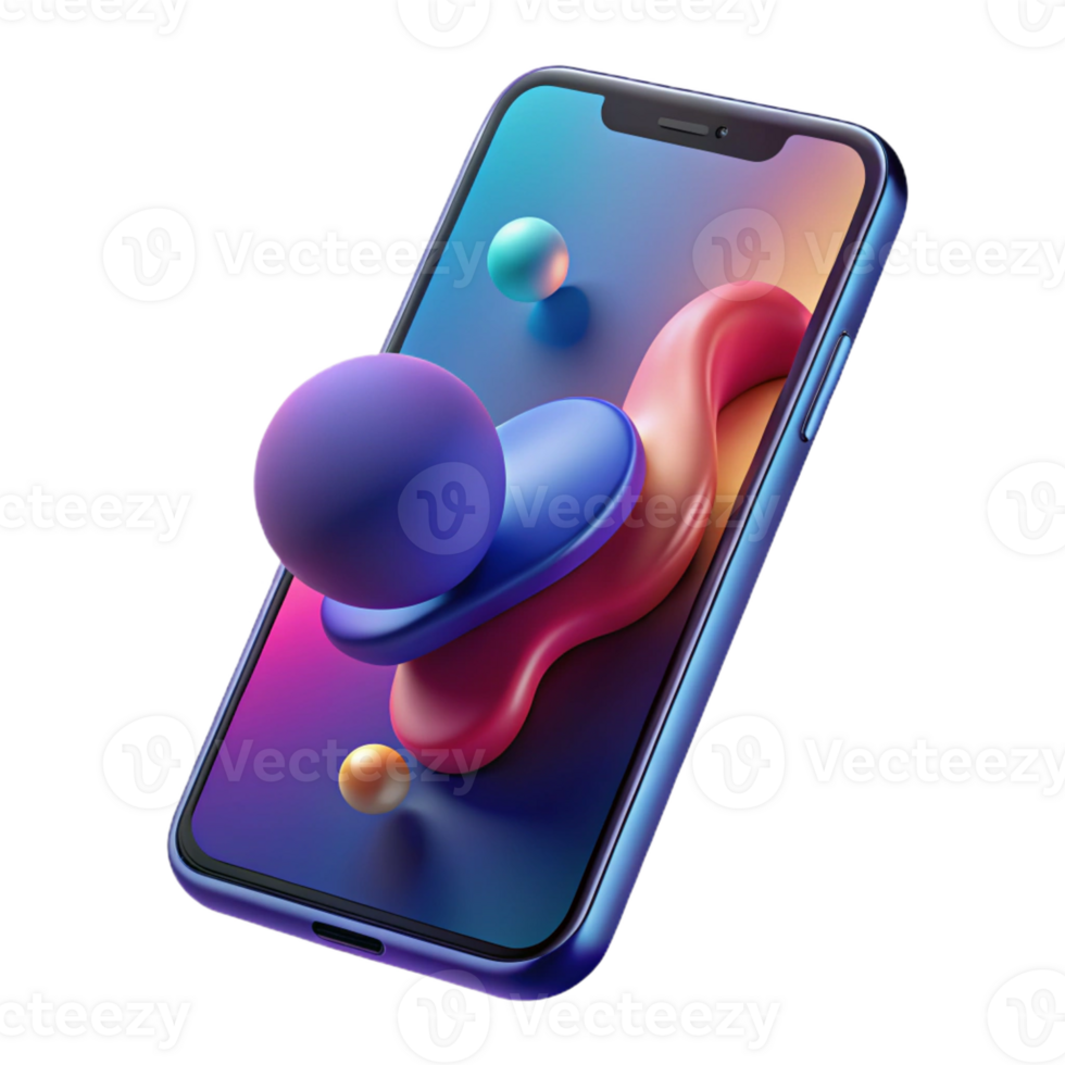beautiful industrial A smartphone, modern design, abstract art with Transparent Background handcrafted png
