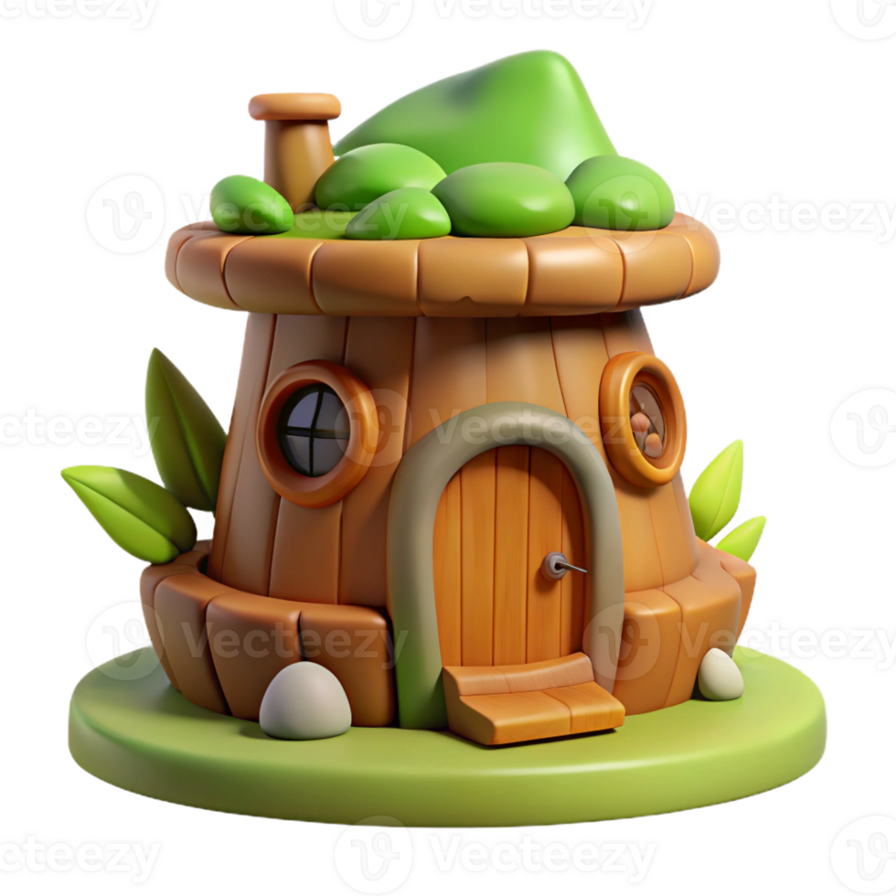 captivating elegant A whimsical, cartoon-style tree stump house with Transparent Background gallery standard png