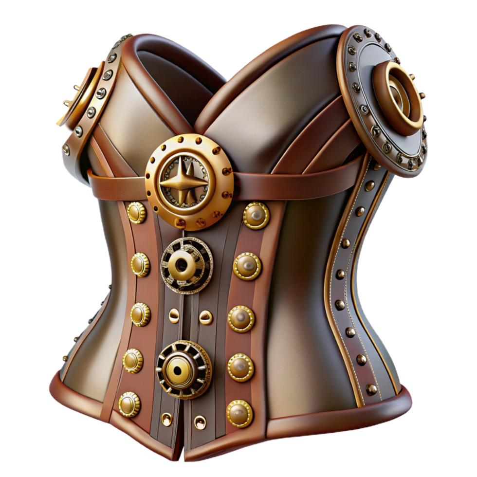 beautiful modern A Steampunk Corset Made of Leather and 4K png