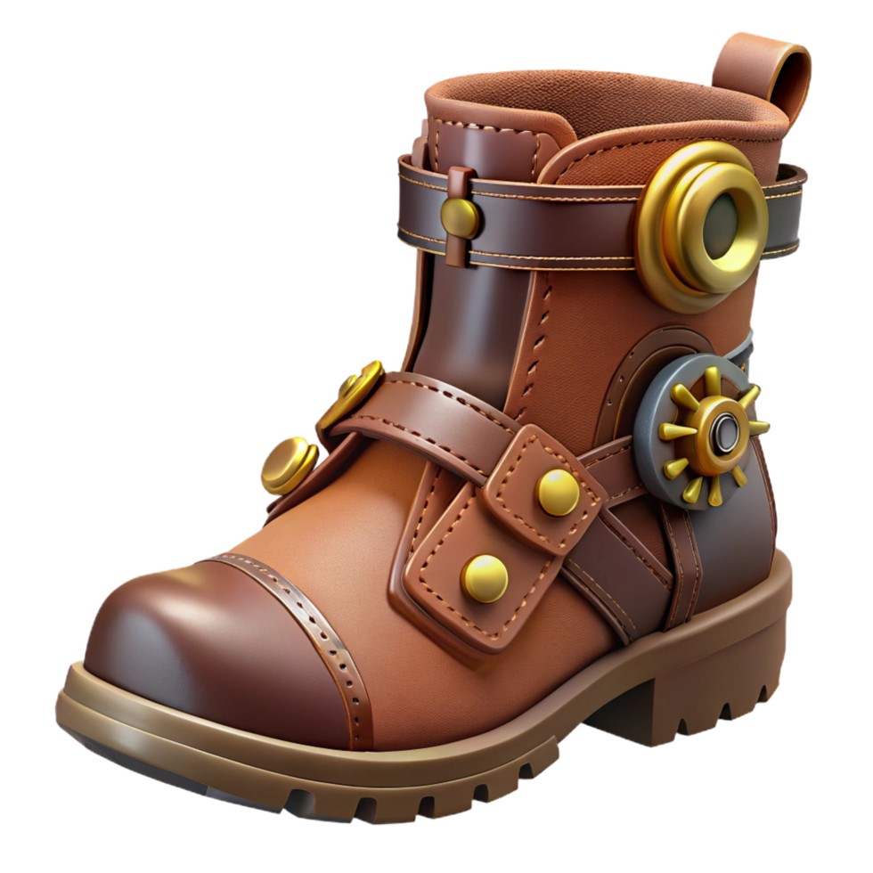 dramatic classic A Steampunk Boot Leather and Brass with high resolution png