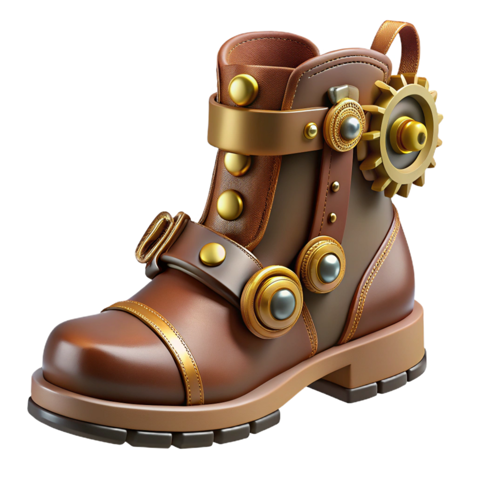 dramatic classic A Steampunk Boot Leather and Brass with detailed png