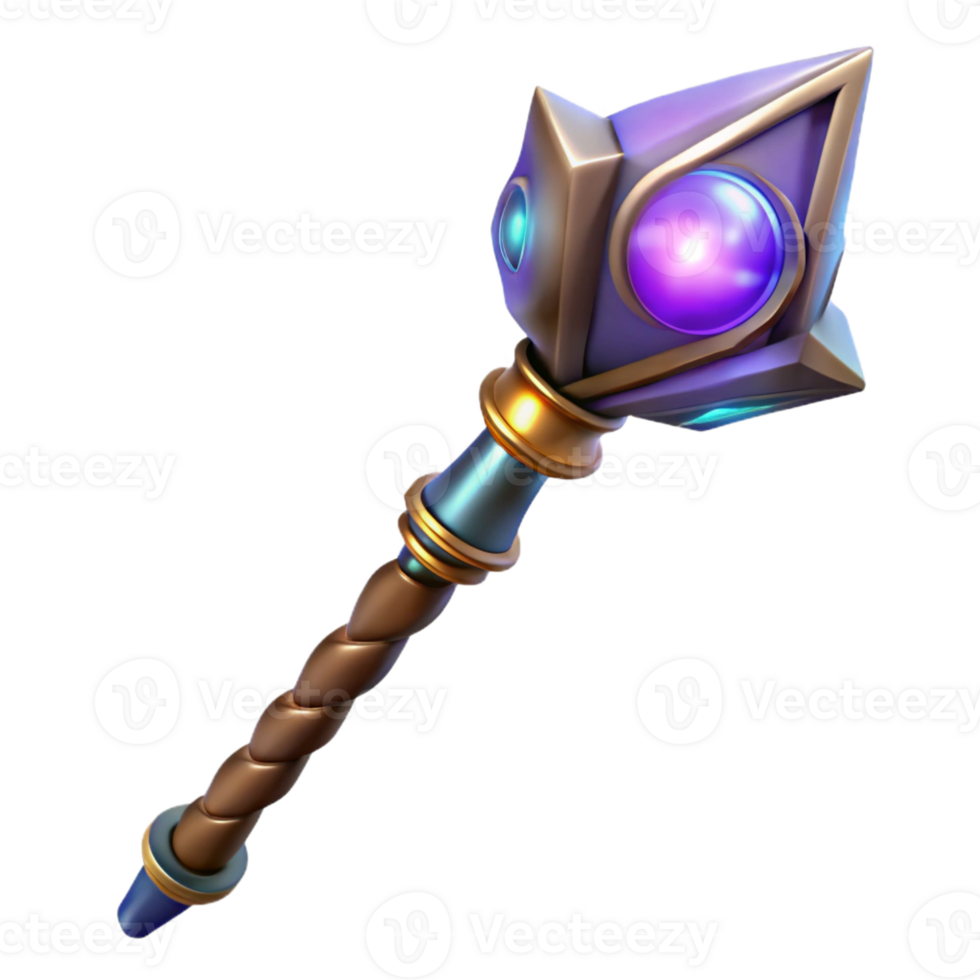 breathtaking minimalist A stylized rendering of a magic staff with glowing runes with Transparent Background masterfully captured png