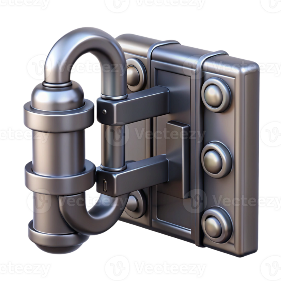 acclaimed vintage Ultra-detailed professional render of a single, wrought iron gate latch with Transparent Background top-tier png