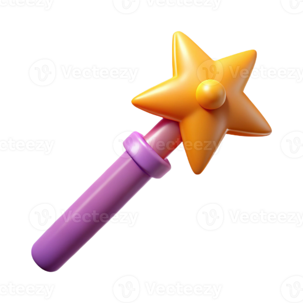 acclaimed urban A stylized illustration of a magic wand with a star on the tip with Transparent Background professional png