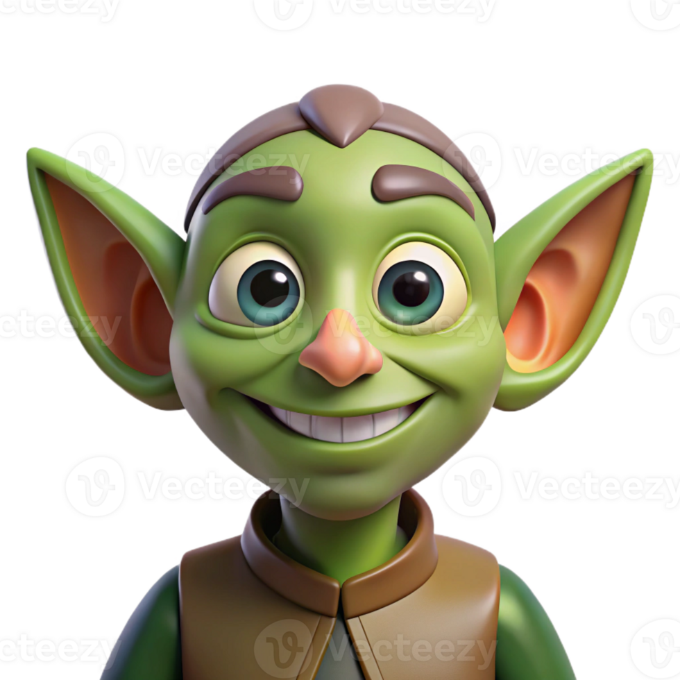 dazzling inspired A cartoon goblin with large ears and a mischievous grin with Transparent Background png
