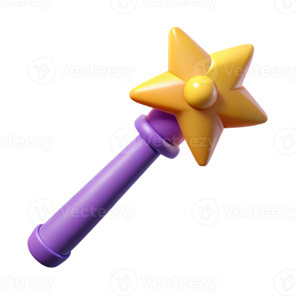 ethereal sumptuous A stylized illustration of a magic wand with a star on the tip with Transparent Background professional png