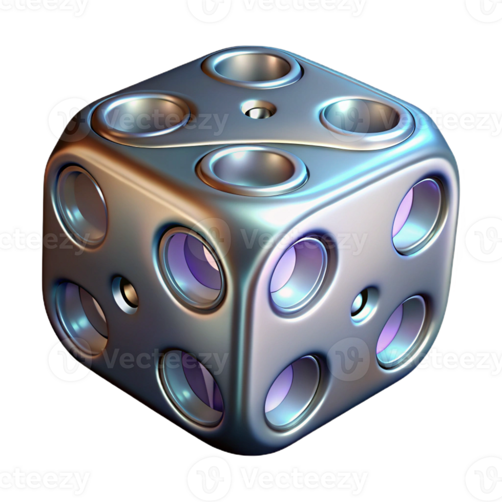 breathtaking calm artistic Hyper-specific, professional render of a set of ornate, silver dice with glowing numbers with Transparent Background ultra HD png