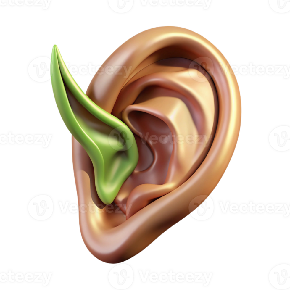 beautiful signature A highly detailed illustration of an elven ear with Transparent Background png
