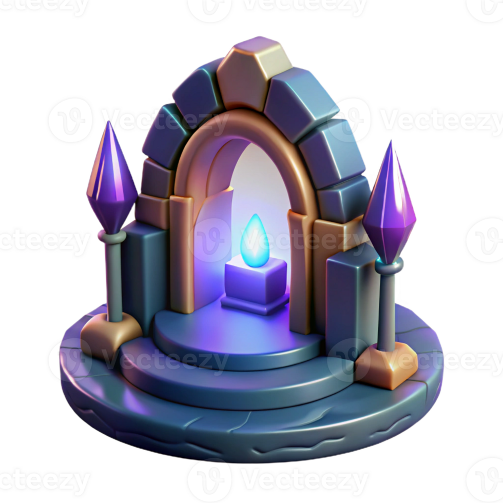 alluring iconic Concept art style, isolated cutout of a stylized, glowing, magical portal with Transparent Background png