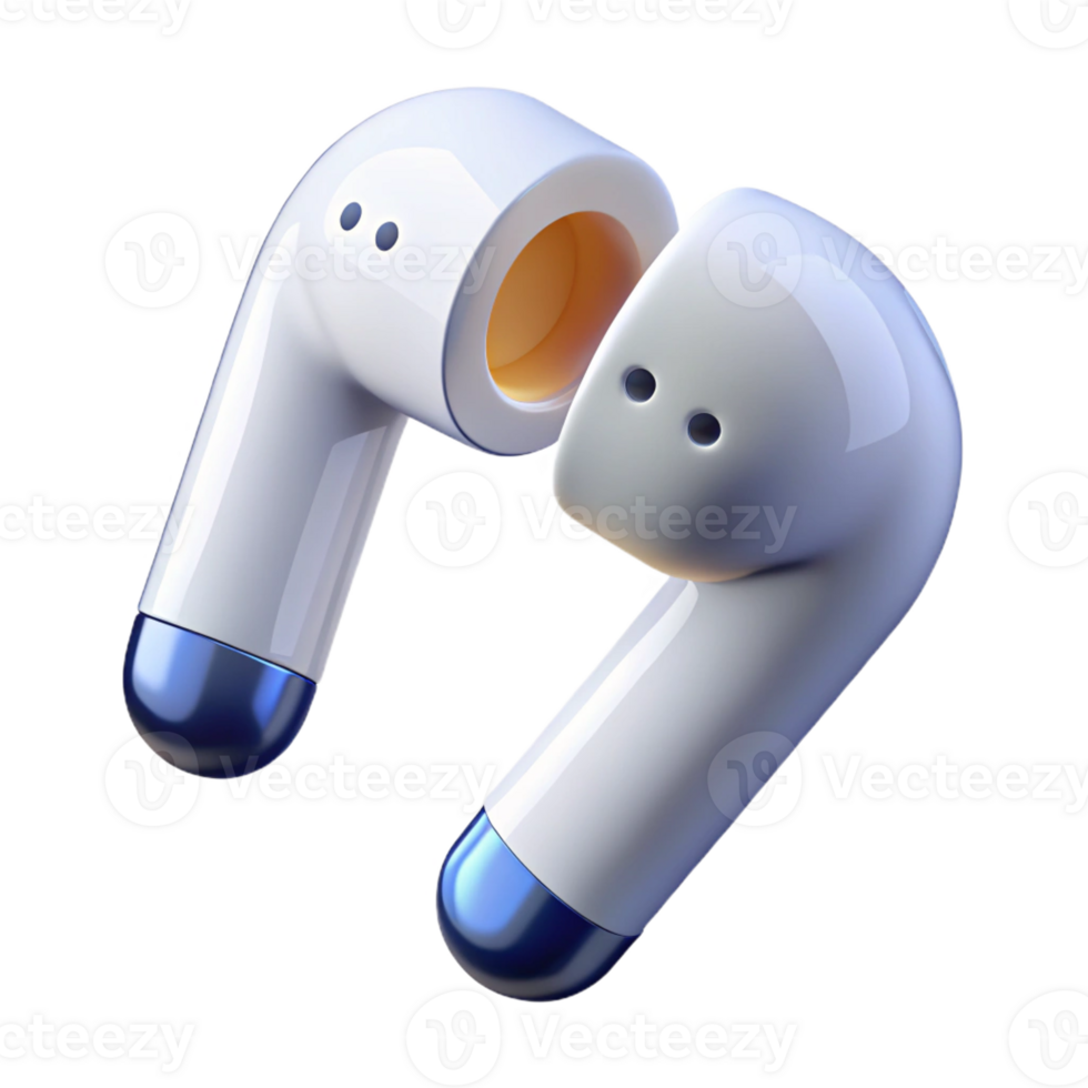 acclaimed surreal Wireless earbuds, Bluetooth, white with Transparent Background museum quality png