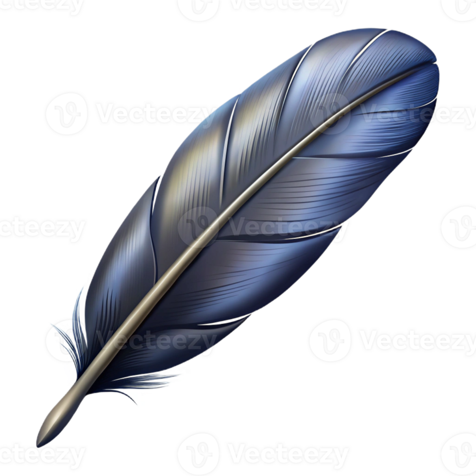 exquisite rare A highly detailed illustration of a single raven feather with Transparent Background png