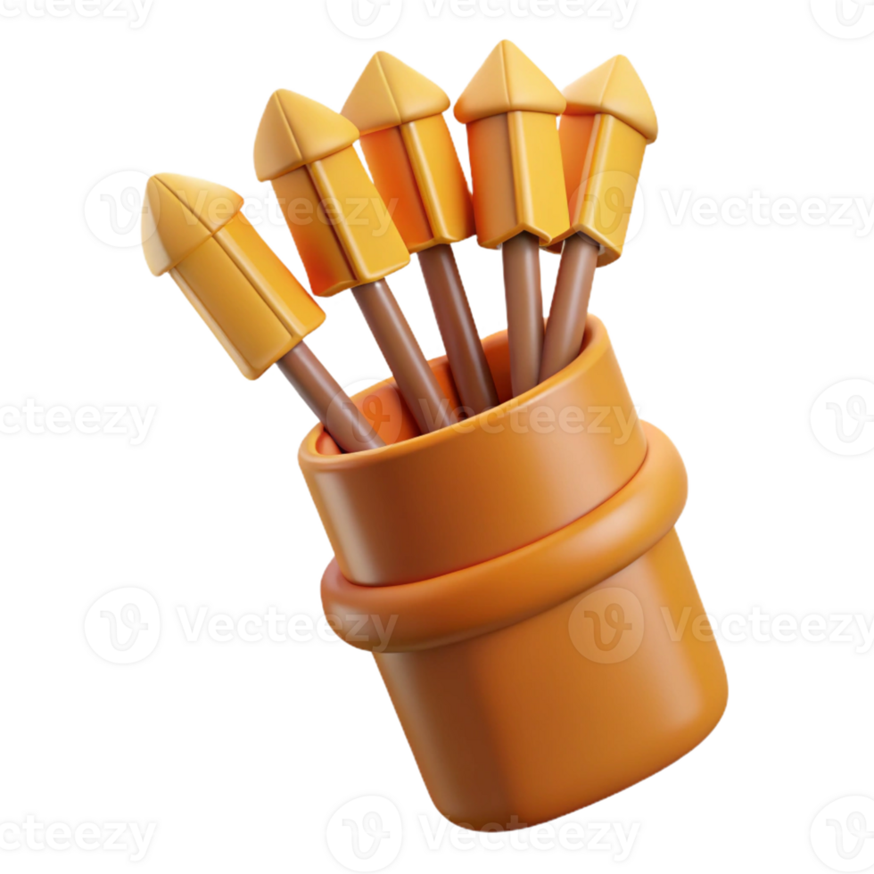 dramatic contemporary A stylized illustration of a quiver full of arrows with Transparent Background artisan png