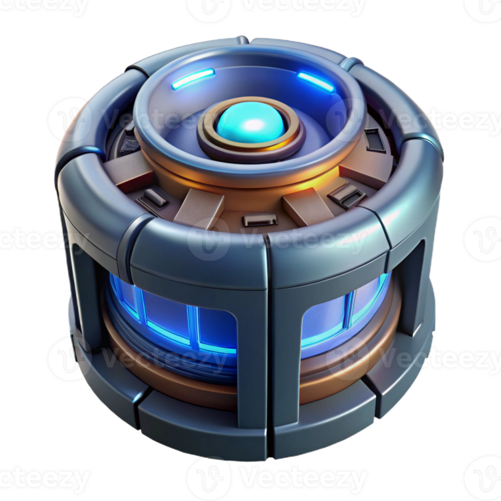 energetic fascinating Hyper-specific professional render, isolated cutout, of a futuristic power generator with pulsating energy core with Transparent Background handcrafted png