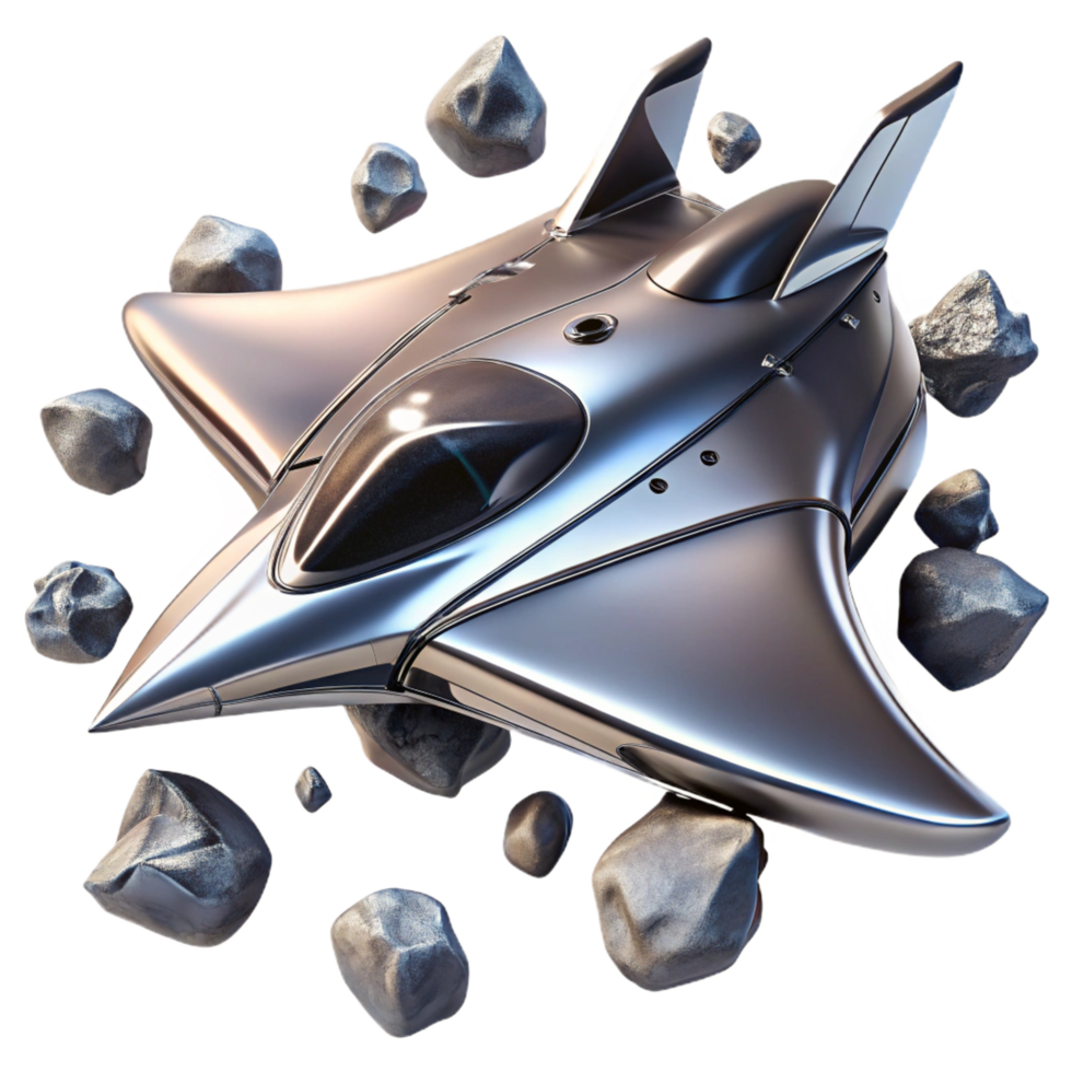 wonderful traditional A Sleek Chrome Spaceship Shaped Like a professional png
