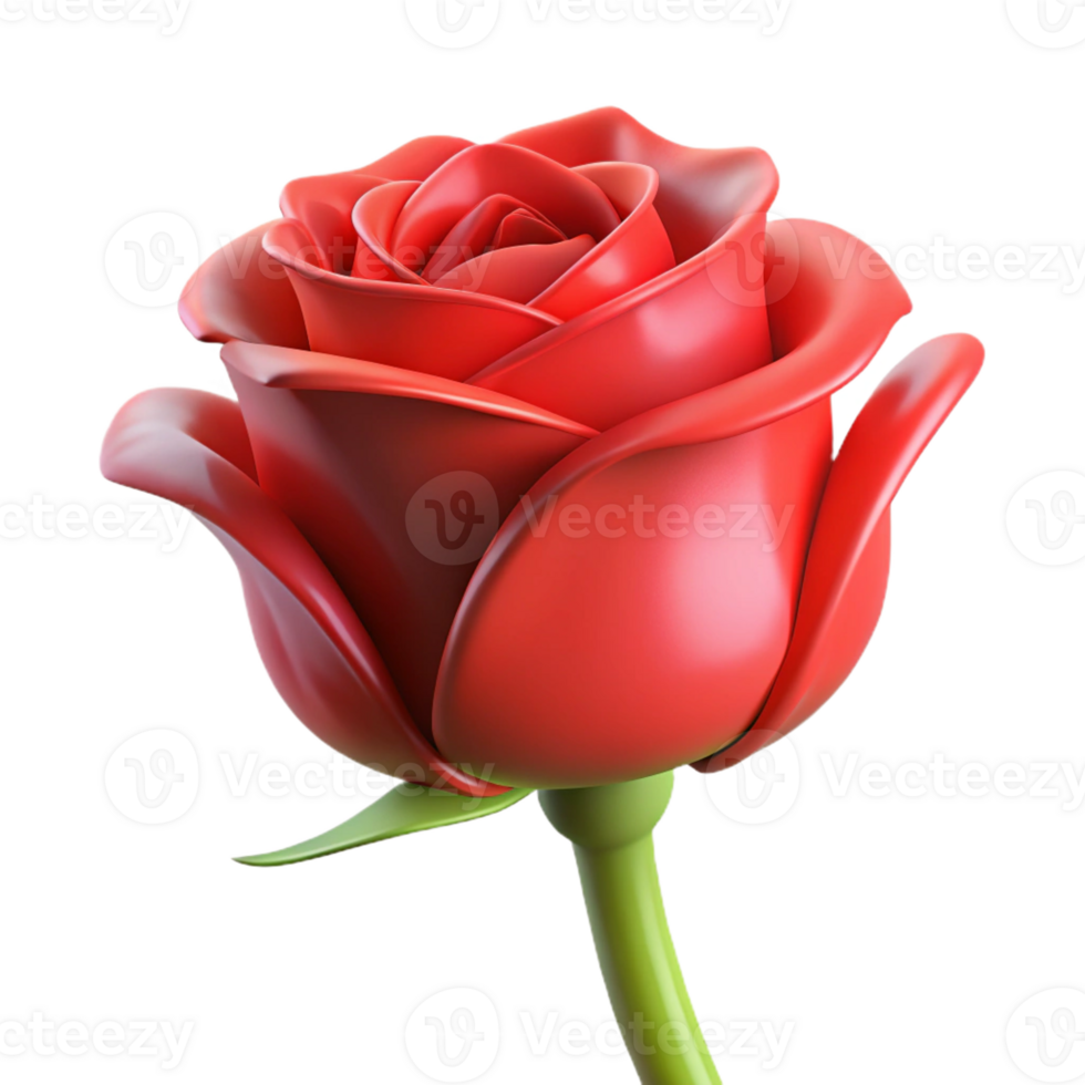 calm impressive A single red rose, tightly closed bud with Transparent Background masterfully captured png