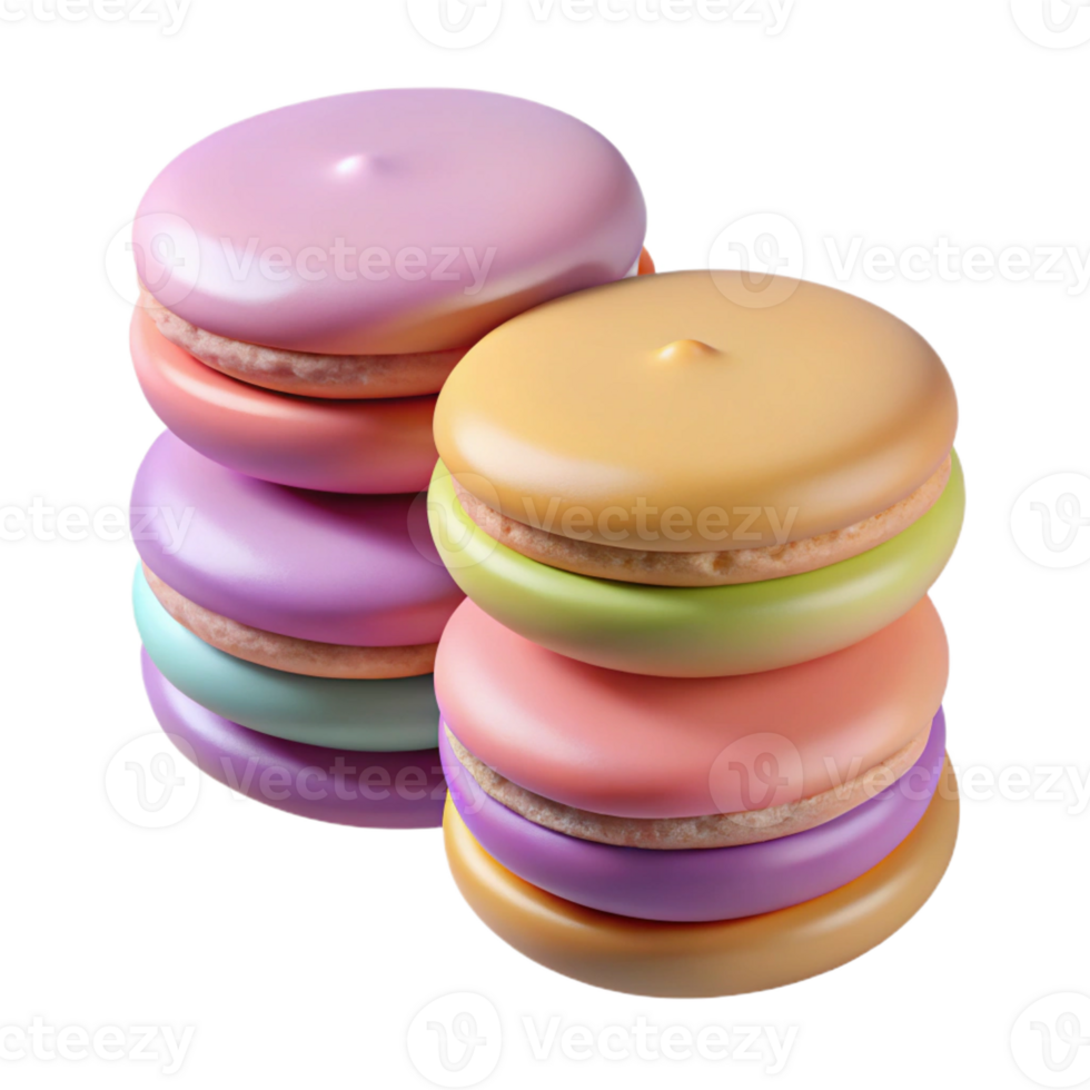 captivating mysterious avant-garde A stack of colorful macarons in pastel shades with Transparent Background professional png