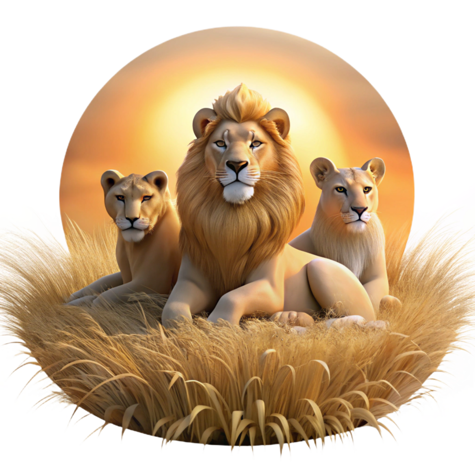 extraordinary traditional A Pride of Lions Resting in the Golden 4K png