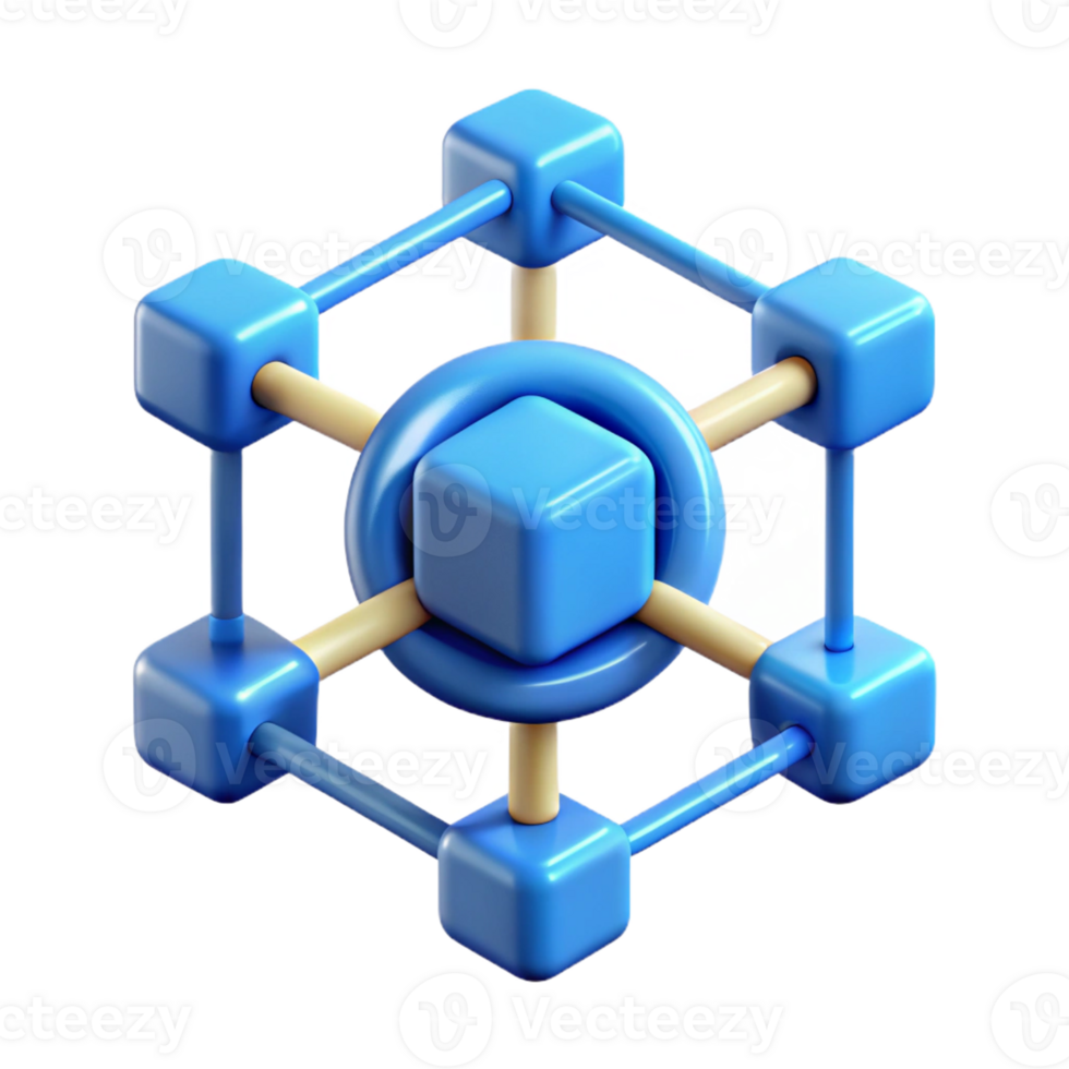 dreamy sumptuous Blockchain technology network icon with Transparent Background exclusive png