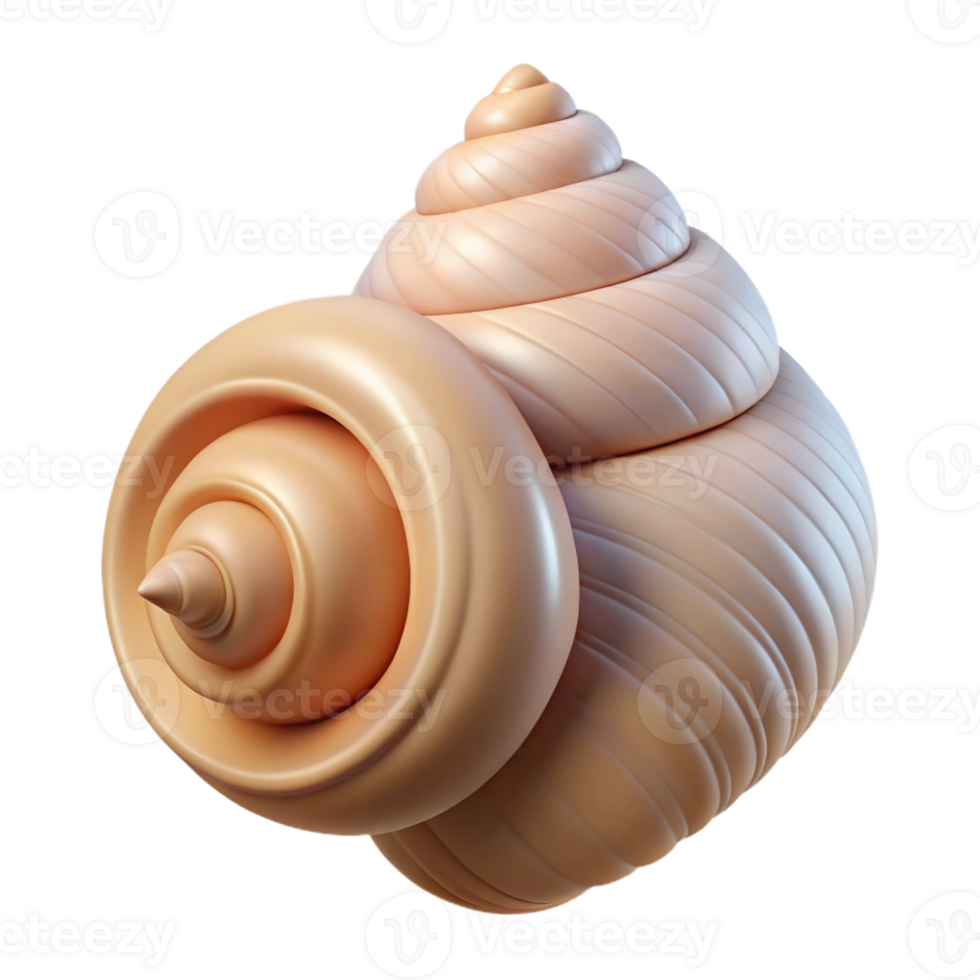 enchanting joyful futuristic Photorealistic, ultra-detailed render of a single seashell, spiral shape, isolated cutout with Transparent Background high quality png