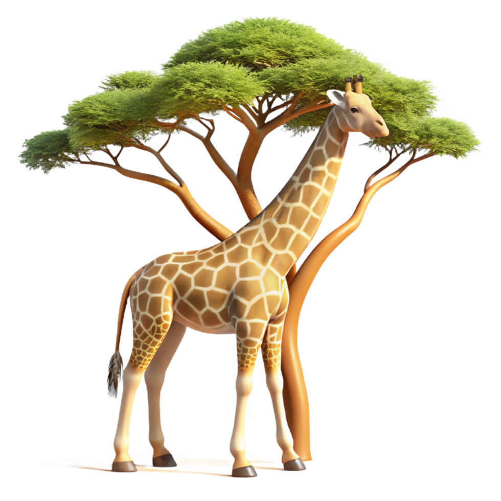 vibrant traditional A Graceful Giraffe Reaching for the original png