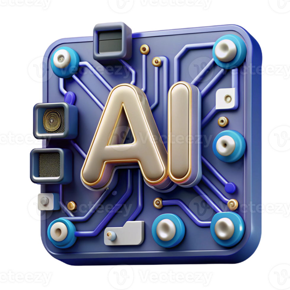distinguished geometric Artificial intelligence, AI, circuit board pattern with Transparent Background professional png