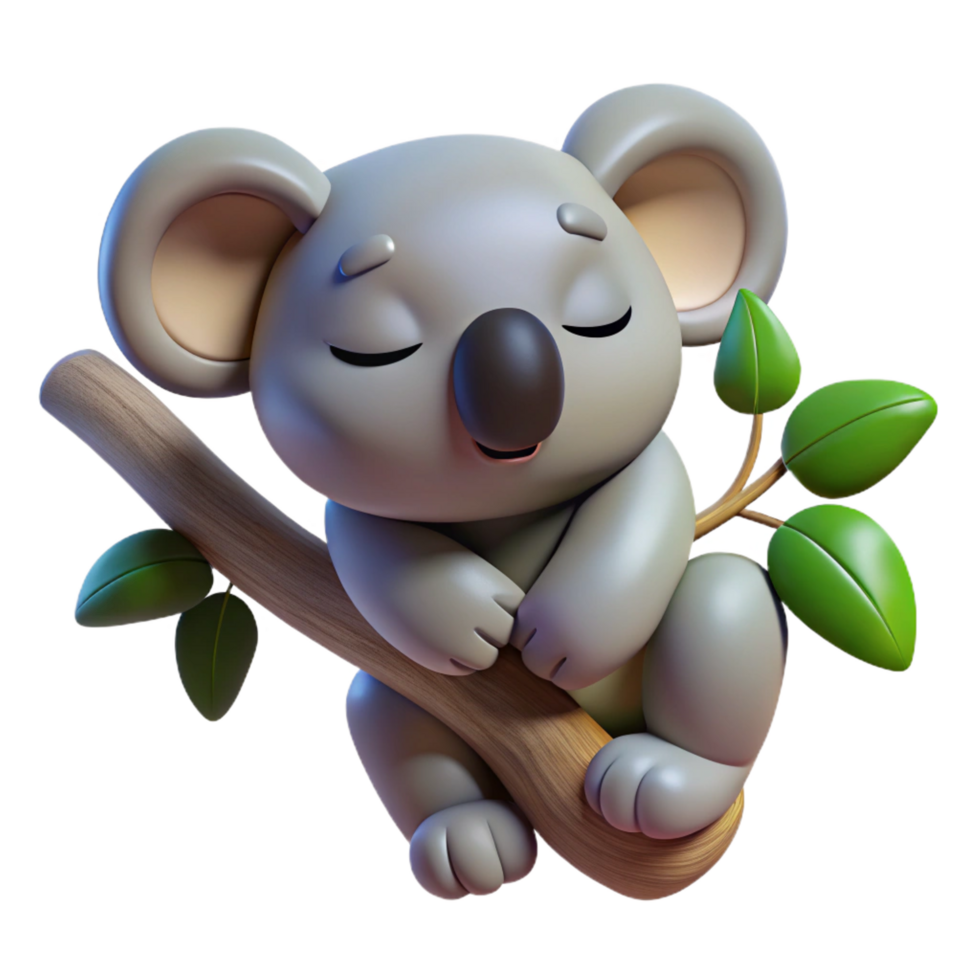 dramatic rustic A Sleepy Koala Clinging to a Eucalyptus authentic png