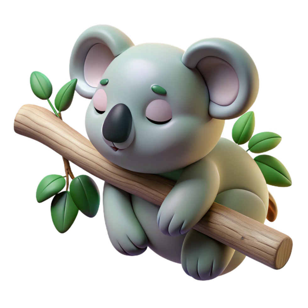 beautiful modern A Sleepy Koala Clinging to a Eucalyptus high resolution png