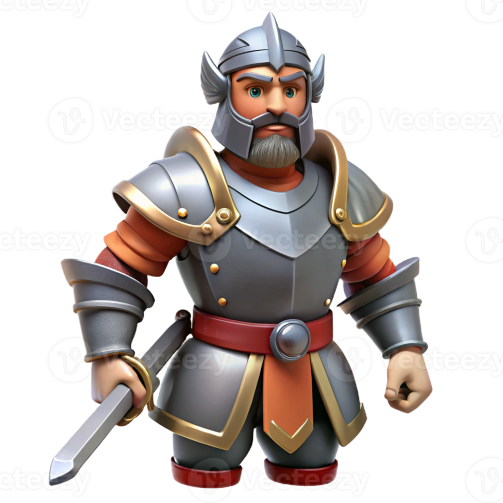 beautiful passionate urban Concept art style, isolated cutout of a medieval knight in full plate armor with a sword with Transparent Background perfect clarity png