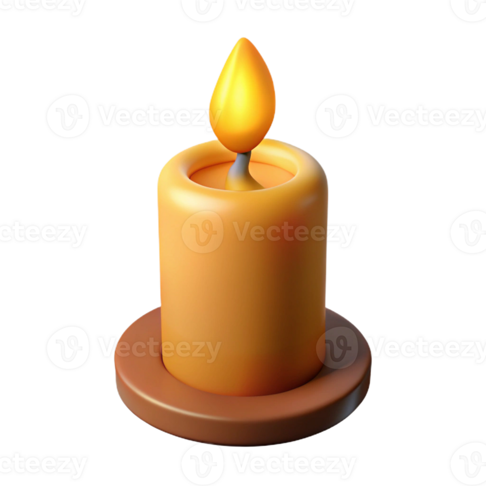 bold glorious A single burning candle with a flickering flame with Transparent Background flawless png