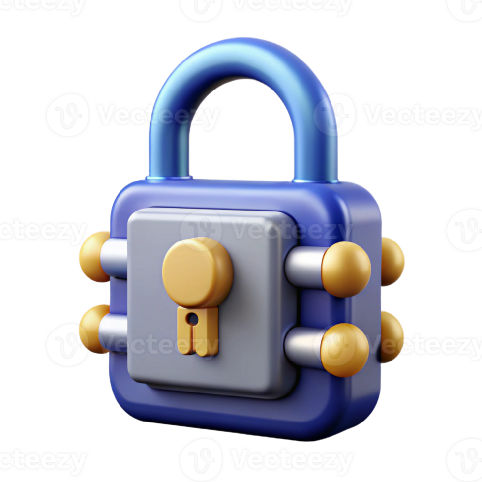 exemplary surreal Cybersecurity, padlock icon, data protection with Transparent Background top-tier png