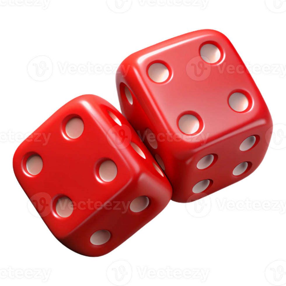dramatic classic A pair of red dice showing snake eyes with Transparent Background 8K png